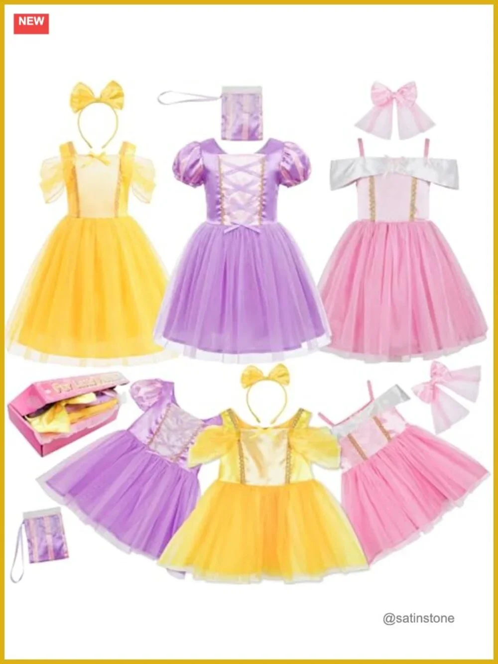 Toddler Girl Princess Dress Up Trunk - 6 Pcs Costume Set Fancy Dress Outfit 2T